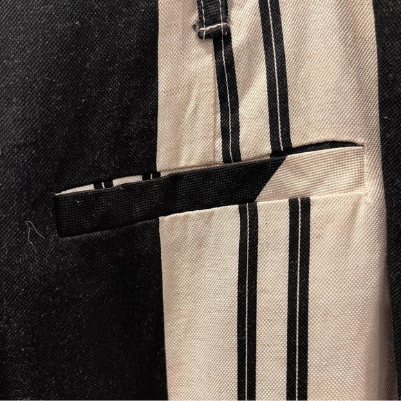 Women’s Topshop Linen Black & Cream Striped Side Button Trousers Sz 2 - Picture 5 of 8